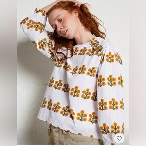 The Tiny Big Sister aster Floral Long-Sleeve Top - Yellow Flower Print